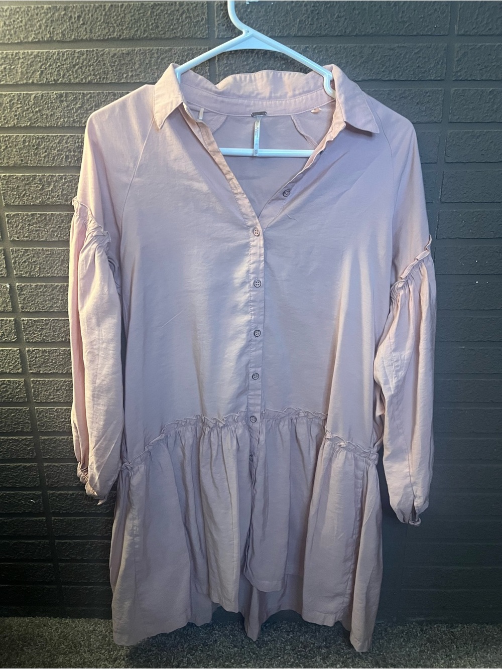 Free People Dusty Blush Button-Front Smock Dress